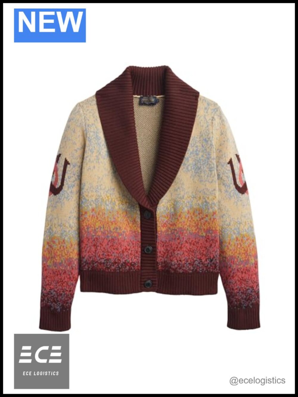 Western Scenic Cardigan 100% Cotton Knit Sweater Jacket Button Front